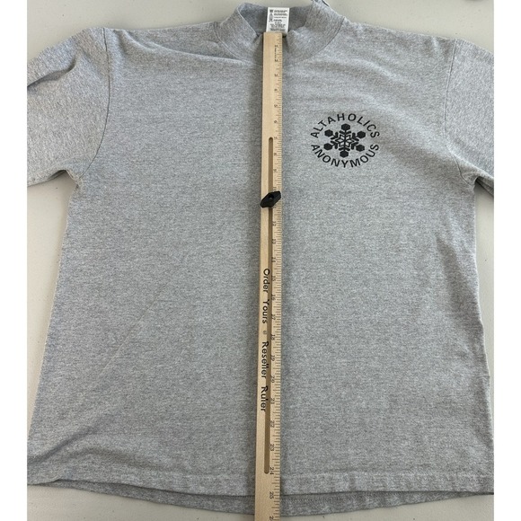 Vtg Altaholics Anonymous Shirt Mens Large Gray Mock Snowflake Utah Pullover Ski - Picture 14 of 15